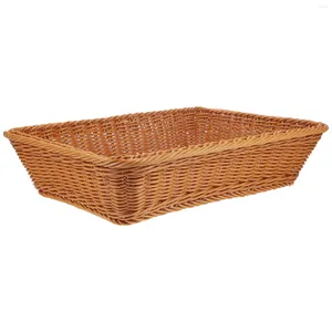 Plates Rattan Bread Basket Hand Woven Flat Wicker Fruit Imitation Baskets For Storage Small