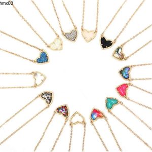 Nya valentiner gåva faux glitter abalone sten litet hjärta format harts skal mini kärlek druzy halsband för kvinnor hängsmycken