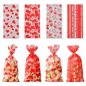 50st Valentine Love Heart Clear Plastic Candy Bags Cookie Treat For Wedding Birthday Party Favors Gifts Goodies Bag 240113