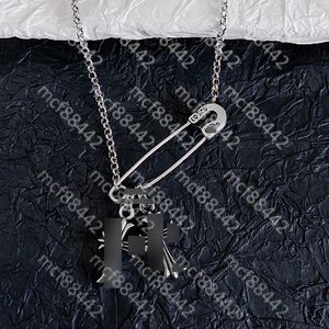 Cross Pin Necklace Women's Thai Silver Paper Clip Collarbone Chain Men's and Chokers Ecv9