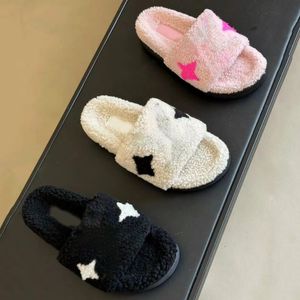 designer fluffy slippers furry Slipper Fashion Female Wool Sweet Shoes Warm comfort slippers Women's slippers Fall and winter slide matte sandals