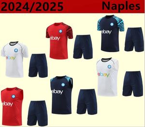 2024/2025ナポリフットボールスポーツウェアセット24/25 SSCナポリジョギング半袖ストライクドリルフットボールトレーニングシャツメンフットボールジャージー