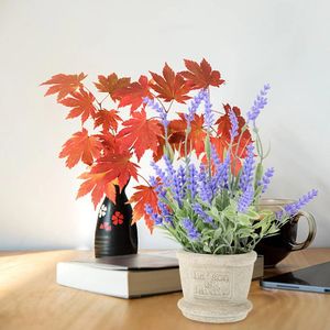 Dekoratif çiçekler yapay laleler saksı- simülatif lavanta küçük saksı saksı ev ofis masaüstü dekor neredeyse doğal