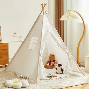 Släpp barntält tipi fällbara barn lekhus inomhus utomhus campinghus pojkar gilrs indiska slott tält wigwam 240113