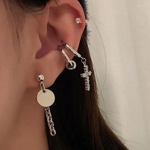 Baumeln Ohrringe Tropfen Für Frauen Mode Einfachheit Kristall Kreuz Kein Ohr Loch Zwei Stück Set Eardrop Schmuck Zubehör Großhandel