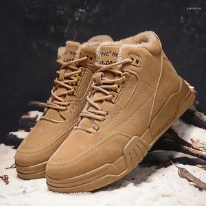 Boots Men's Snow Leather Casual Outdoor Cotton Shoes High Top Walking Velvet And Thickening Water Proof Anti-slip Young Fashion