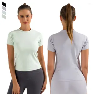 Active Shirts Women Gym T Shirt Breattable Nylon Spandex Sports Top Quick Dry Short Sleeve Fitness Slim Fit Casual Running Yoga