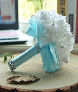 12色カラフルな結婚式の花の装飾人工花嫁介添人ブライダルブーケフラワーパールビーズ花嫁花を保持するCPA16402200