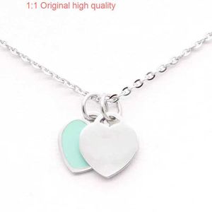 Tiffanyans S925 High Quality Luxury Designer Classic Popular Women's Jewelry Double Heart Necklace Luxury Necklace Steel Allergy Free No Fade