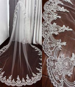 Veli da sposa economici Bordo applicato Bordo personalizzato Lungo velo da sposa Singolo strato Tulle Cappella Lunghezza Abiti da testa Sell6905394