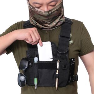 Talkie Tactical Vest Military Chest Rig Pack Pouch Harness Walkie Talkie Waist Pack Holster Backpack Airsoft Two Way Radio Hunting Bag