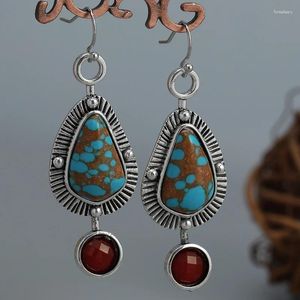 Dangle Küpeler Vintage Western Style Düzensiz Gemstonlar Kadınlar İçin Kişilik Takıları Dalda