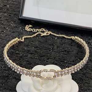 chaneliness Doppelbuchstabe C Anhänger Halsketten 18 Karat vergoldet Crysatl Perle Strass Pullover Halskette Frauen Hochzeit Party Cclies Schmuck 5465