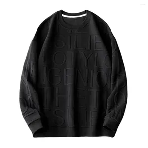 Men's Hoodies Autumn Sweatshirt Simple Style English Letter Stretchy Hem Korean Spring Men Thermal