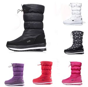 أحذية الثلج النسائية المخملية مع الانزلاق والأنبوب الأوسط الدافئ كثيف أحذية قطنية غير رسمية مضادة للقطن الانزلاق في الهواء
