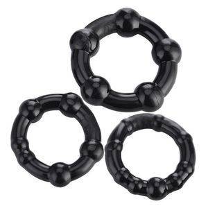 3 Pcs/Set Cock Penis Ring Bead Penis Ring Male Delay Ejaculation Lasting Silicone Erection Ring Sex Toys For Men Adults