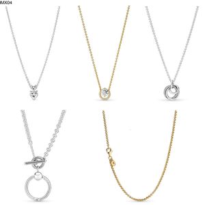 Ciondolo in argento sterling Nuovo 925 Pan Moments T-bar Collane con doppio cuore Regali per donne Bdkm