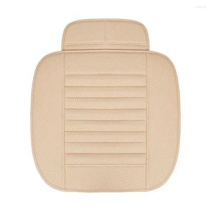 Coprisedili per auto Coprisedili estivi Traspiranti antiscivolo Cuscino in pelle PU Protezione per cuscino per sedia anteriore Accessori auto Beige