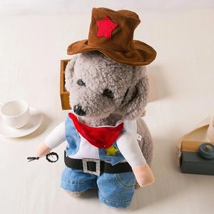 Hundkläder hundar och katter roliga cowboy byte outfit stående nallebjörn tjur husdjur klädställ