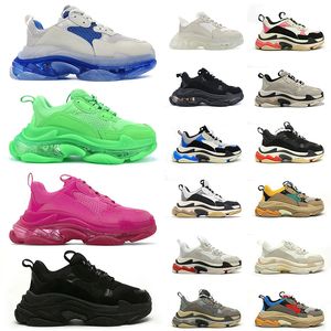 AAA+TOP OG Casual Designer Shoes Triple S Luxury Brand Triples Women Mens Platform Sneakers Black White Grey Red Pink Blue Royal Neon Green Big Size Trainnis Tennis