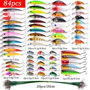 Blandade fiske lockar cit crankbait minnow popper bas betar wobbler set livsliknande falsk bete tackling 240113