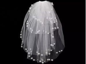 Biała księżniczka Flower Girl Wedding Veil Flower Petails Applique Dzieci Akcesoria Dzieci Formalne noszenie welonów ślubnych księżniczka 8015270