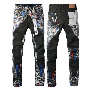 Jeans di marca viola 2024 Designer di primavera Pantaloni in denim da uomo Pantaloni di moda Design dritto Retro Streetwear Pantaloni sportivi casual Usa High Street Qdav