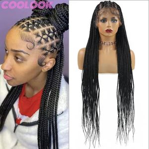 36 '' PLAX FELL Corce dla czarnych kobiet Criss Cross Long 360 Front Braids Syntetyczny warkocz czołowy 240113