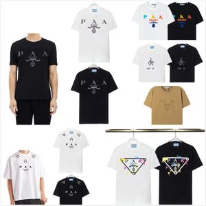 2024Summer Mens Designer pra t Shirt عرضة عرضية مقلدة من Tees فضفاضة مع رسائل طباعة الأكمام القصيرة من الأعلى بيع الرجال الفاخرة الطبعة الفضفاضة حجم M-xxxl العسكرية