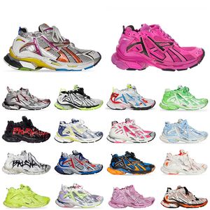 Tracks Track Runners 7.0 Vestido Sapatos Marca de Luxo Mulheres Mens Graffiti Preto Fluo Verde Borgonha Couro Livre Cinza Luz Roxo Neon Amarelo Branco Grande Tamanho OG Sneakers