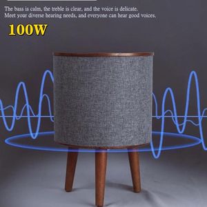 Högtalare 100W trä Bluetooth -högtalare Portabel stereo Subwoofer hemmabio TV -ljudlåda Trådlös mobiltelefon laddar datorljud