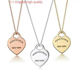 Tiffanyans S925 High Quality Classic Fashion High Grade Steel Heart Pendant Necklace Love Heart Women Diy Pendant Gift with Box