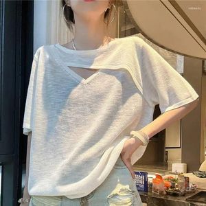 Kvinnors tvåbitar byxor Summer Korean T-shirt Crop Top Women Sleeve Shirt Femme Clothing Solid Color Fashion Slim Fit Short Tshirts A139