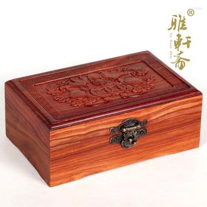 Bottles Red Sandalwood Wood Carving Crafts Mahogany Antique Ornaments Jewelry Box Shuangqian Bat Mass Storage