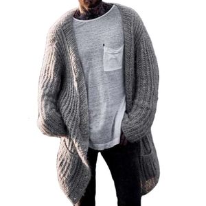 Men's Autumn And Winter New Mid Length Knitted Sweater Men's Thick Needle Cardigan Sweater Jacket