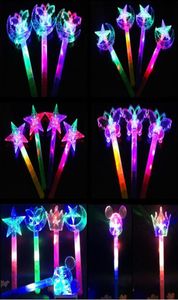 Led Magic Wand Children Luminous Toy Colorful Star Moon Fjäril Glödande Magic Wand hela snöprinsessan Romantik Crown Flash S8417203