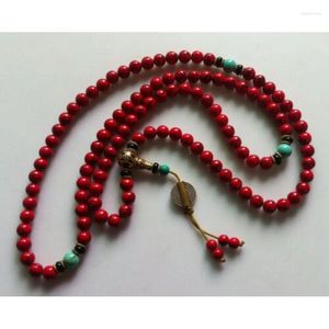 Bangle 8MM China Tibet Red Stone 108 Beads Buddhist Prayer Bead Mala Nelace Bracelet