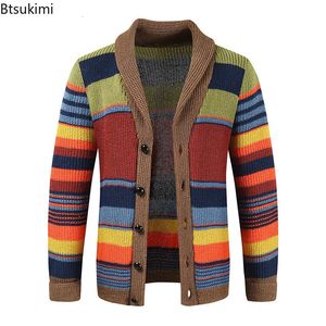 Spring Autumn Mens Lapel Cardigan Sweaters Fashion Slim Knitwear Topps Patchwork Kontrast Casual Knit Sweater Rockar för män 240113