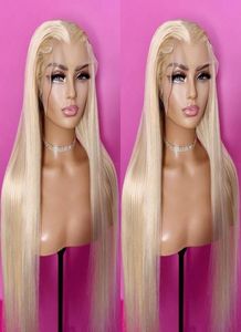 28 inch Long Bone Straight 13x4 Brazilian Lace Front Wig 613 Honey Blonde Synthetic Lace Frontal Wigs For Women2959042