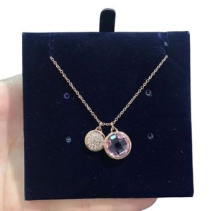 Swarovskis Necklace Designer Women Top Quality Pendant Necklaces Rose Gold Pink Diamond Candy Necklace Women's Element Crystal Racquet Collar Chain