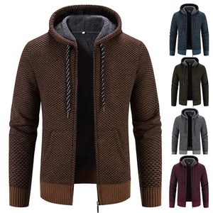 Male Knitted Casual Jackets with Hood Mens Sweater Coat Y2K Hoodies Korean Streetwear Baseball Jumpers Jersey Top Clothing 240113