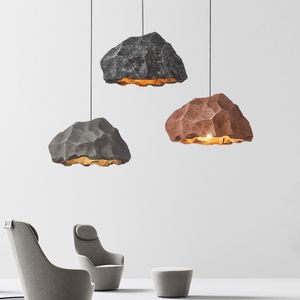 Modern Loft E27 LED Pendant Lights Luster Wabi Sabi Rock Hanging Lamp Bar Droplight Nordic Matsal Hängslampa Fixtur