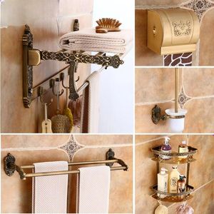 Set di accessori da bagno Portasciugamani da bagno No Punch Scaffale europeo Hardware Appeso cremagliere pieghevoli in oro