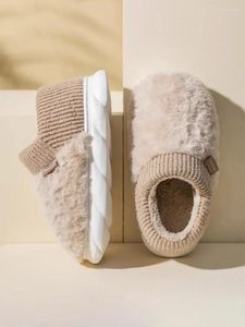 Pantofole da Donna Inverno Coperta Casa Antiscivolo 2024 Tipo Di Famiglia Isolamento Peluche Coppia Borsa Tacco Scarpe di Cotone 5206