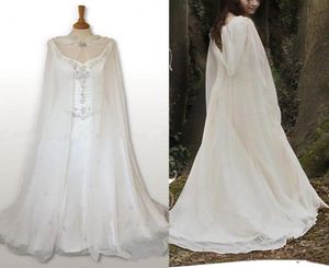 2018 Wedding Bridal Cloak White Ivory Chiffon Capes Hooded Medieval Wrap Bolero Jacket golvlängd7227135