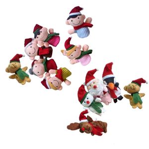 11pcs Peluş Parmak Kukla Noel Bebekler El Oyuncakları Noel Baba Kardan Adam Ren Geyiği Ayı Konuşma Hikayesi Noel Partisi Favor 240113