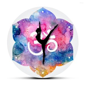 Wall Clocks Hindu Watercolor Om Symbol Modern Clock Yoga Girl Spiritual Studio Zen Art Decor Clcok Watch Yogi Gift