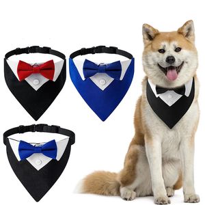 Formal Pet British Wedding Suit Gentleman Scarf Bow Tie Collar Dog Triangle Towel Saliva Decoration Accessories 240113