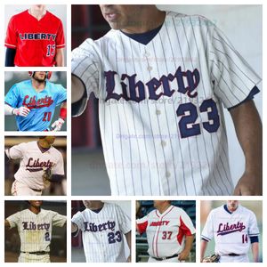 Custom Liberty Flames Baseball jersey all stitched Mens Women jerseys 49 Kane Kepley 55 Todd Hudson 23 Garrett Horn 22 Nathan Keeter 6 Trey Carter 8 John Simmons