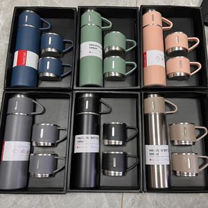 Garrafa isolada a vácuo de aço inoxidável 304, conjunto de presente, escritório, estilo empresarial, caneca de café, garrafa térmica, garrafa portátil, 500ml com caixa